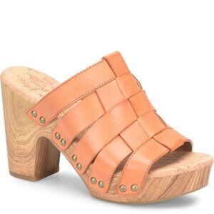 Kork-Ease Devan Sandals Woven Leather Platform Slip On Heels Orange Size 10 NEW